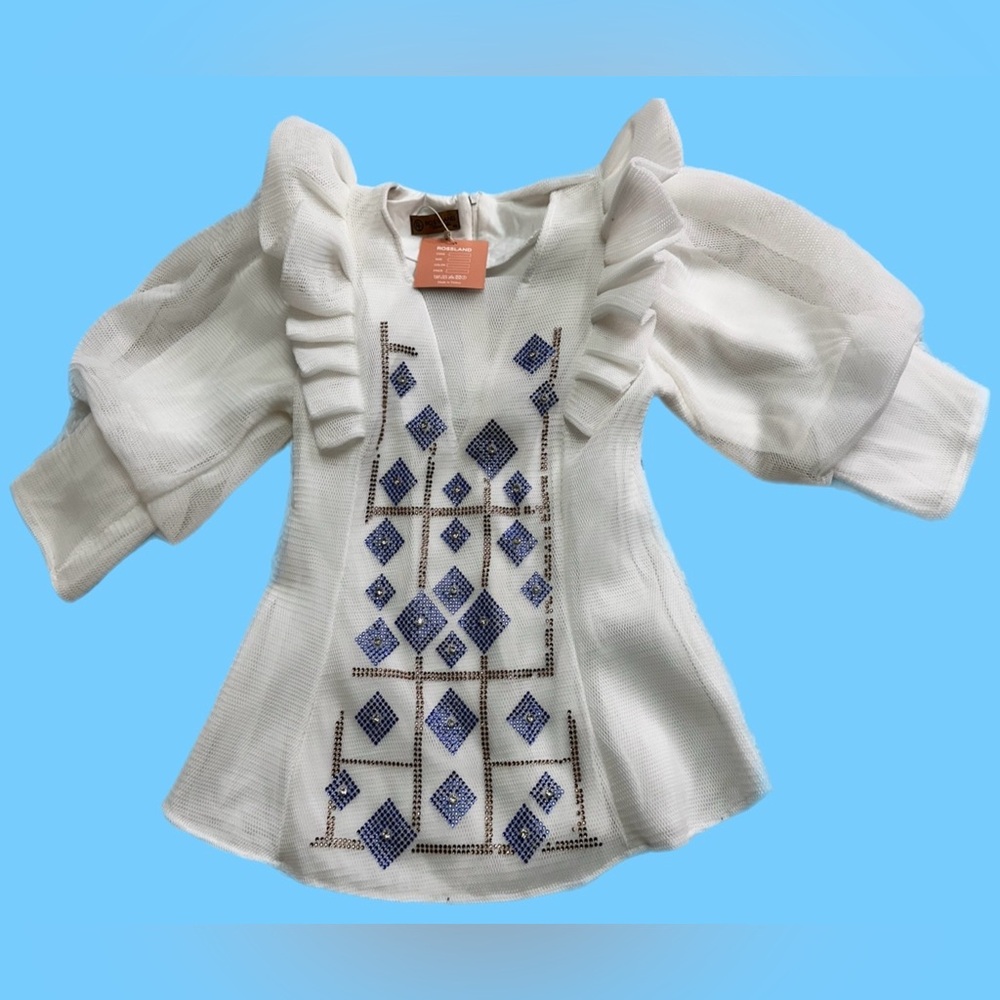 Luxury Turkey Ruffled puffy arms and long sleeves blouse